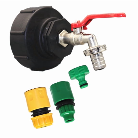 IBC Outlet Faucet 3/4 Inch Adapter S100x8 Brass Ball Valve Rain Tank Accessories New