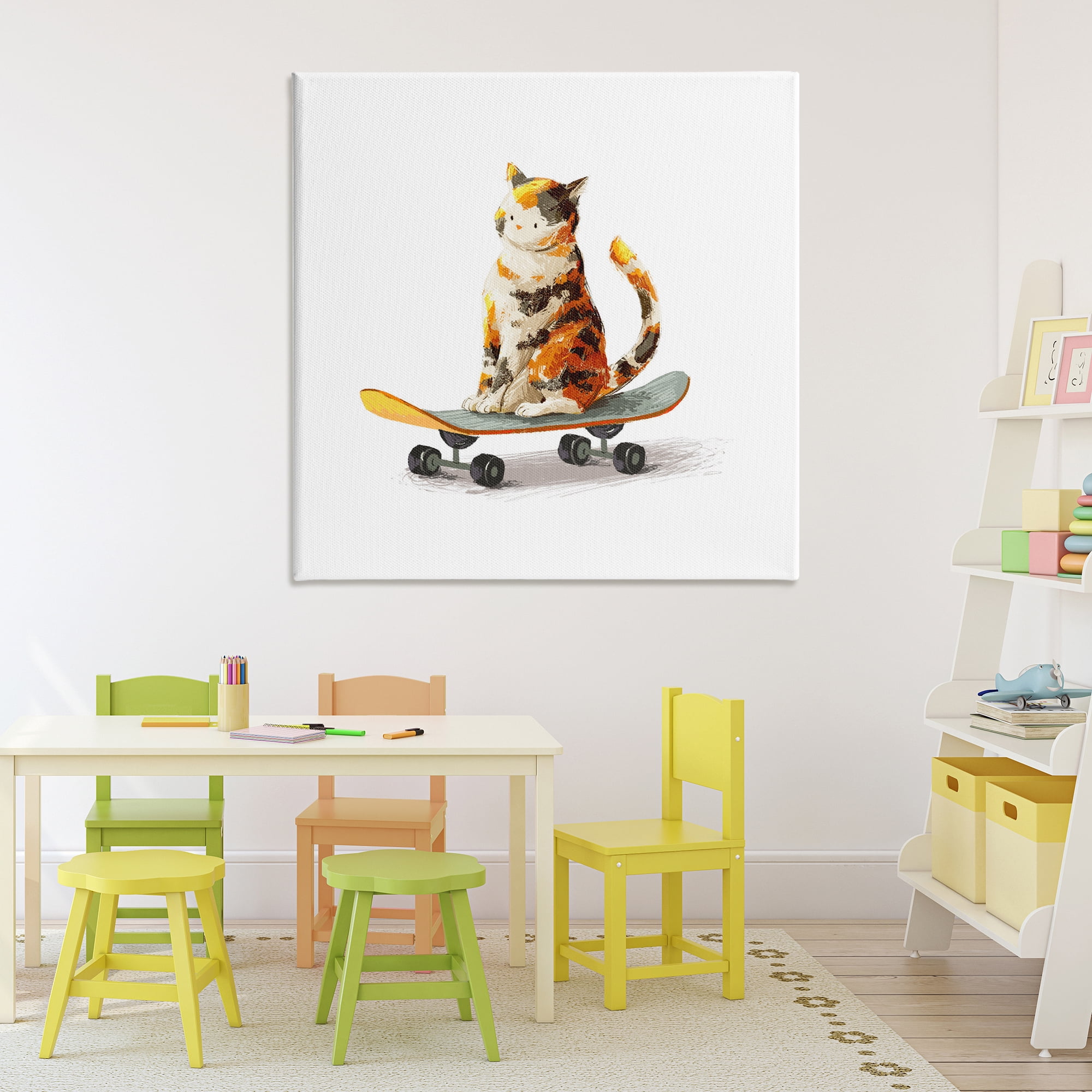 Stupell Industries Calico Cat on Skateboard Canvas Wall Art, design by Ziwei Li