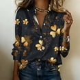 thumbnail image 5 of Craaazy Women's Shamrock Graphic St. Patrick's Day Printed Casual Long Sleeve Loose Button Turndown Collar Shirt Gifts, 5 of 5