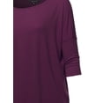 thumbnail image 4 of A2Y Women's Oversized Crew Neck 3/4 Sleeve Side Pockets Drop Shoulder Boxy Top Dark Plum 3XL, 4 of 6