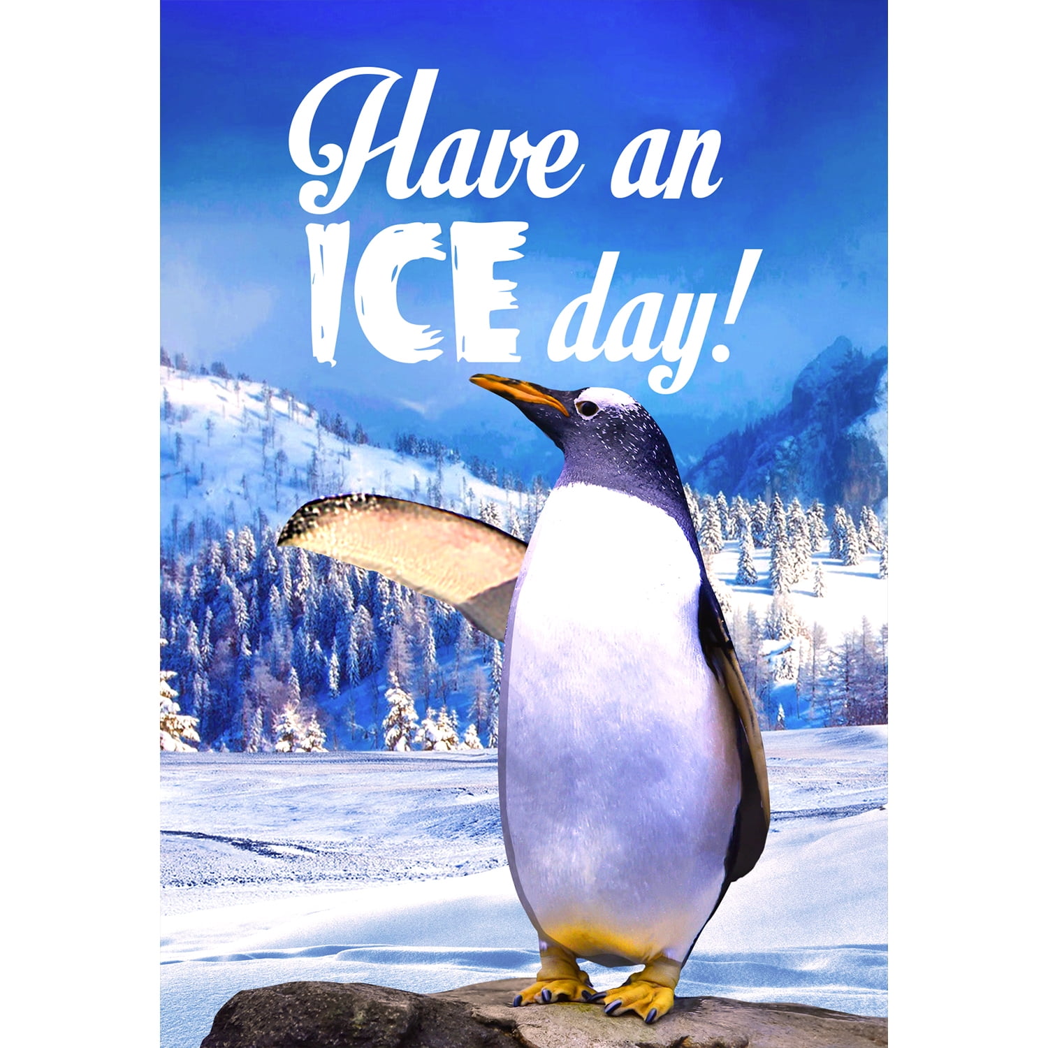 America Forever Winter Penguin House Flag Double Sided Vertical Decorative 28 x 40 inches for Outdoor, Yard, Porch Happy Holiday Let it Snow Welcome Winter Birds House Flag