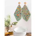 thumbnail image 2 of Boho Green Flowers Kitchen Dish Towels for Drying Dishes Set of 2, Spring Abstract Watercolor Floral Leaf Waffle Weave Microfiber Hand Tea Bathroom Towels Quick Dry & Absorbent Towel 12x12, 2 of 7
