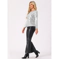 thumbnail image 4 of DARING DIVA Women's Sequin Round Neck Party Sparkly Tops M Silver, 4 of 6