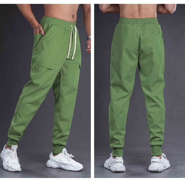 Ceisia Men Solid Color Loose Casual Pants Elastic Waist Drawstring Sports Gift Work Trousers