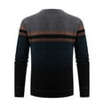 thumbnail image 6 of Annhoo Mens Sweaters Striped Long Sleeve Crew Neck Color Block Knit Pullover Casual Thermal Breathable Fall Winter Workout Tops, 6 of 7