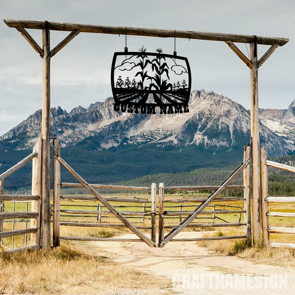 Craftnamesign Custom Corn Rows Farm, Metal Name Sign Outdoor, Ranch Metal Sign, Garden Metal Sign