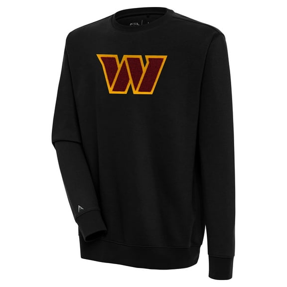 Men's Antigua  Black Washington Commanders Victory Crewneck Pullover Sweatshirt