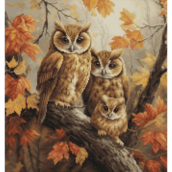 Luca-S The Owls Family Counted Cross-Stitch Kit