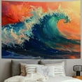 thumbnail image 2 of Chilfamy  Ocean Waves Tapestry Wall Hanging for Guys Boys Bedroom, Sea Wave Blue Surf Art Room Decor Wall Tapestries, Washable Aesthetic Home Office Wall Decor Tapestry Wall Blanket Posters 40x30inch, 2 of 6