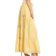 thumbnail image 3 of Sakkas Solid Embroidered Gypsy / Bohemian Full / Maxi / Long Cotton Skirt - Burnt Yellow - One Size, 3 of 5