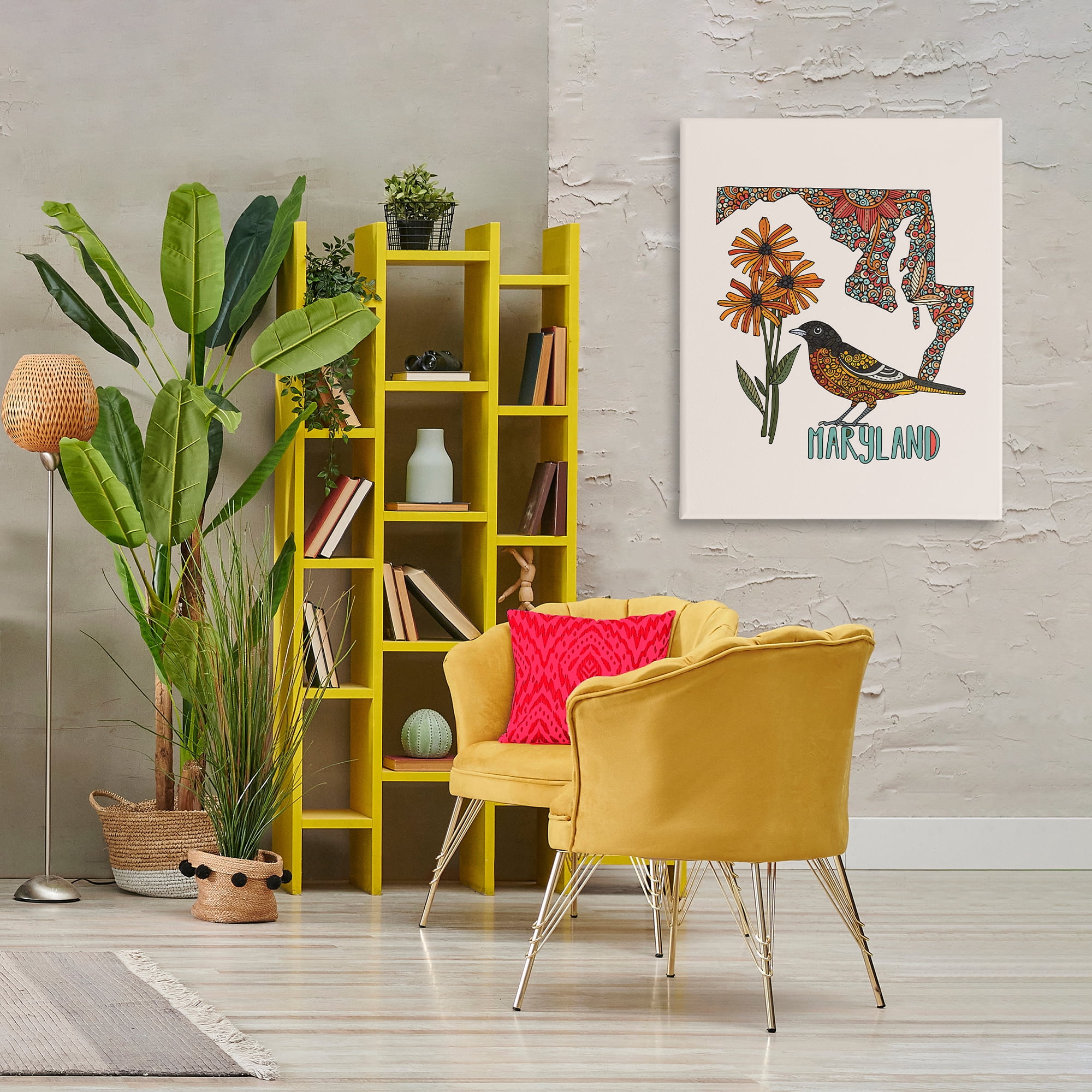 Stupell Industries Floral Maryland State Botanical & Floral Painting Gallery Wrapped Canvas Art Print Wall Art, 30 x 40