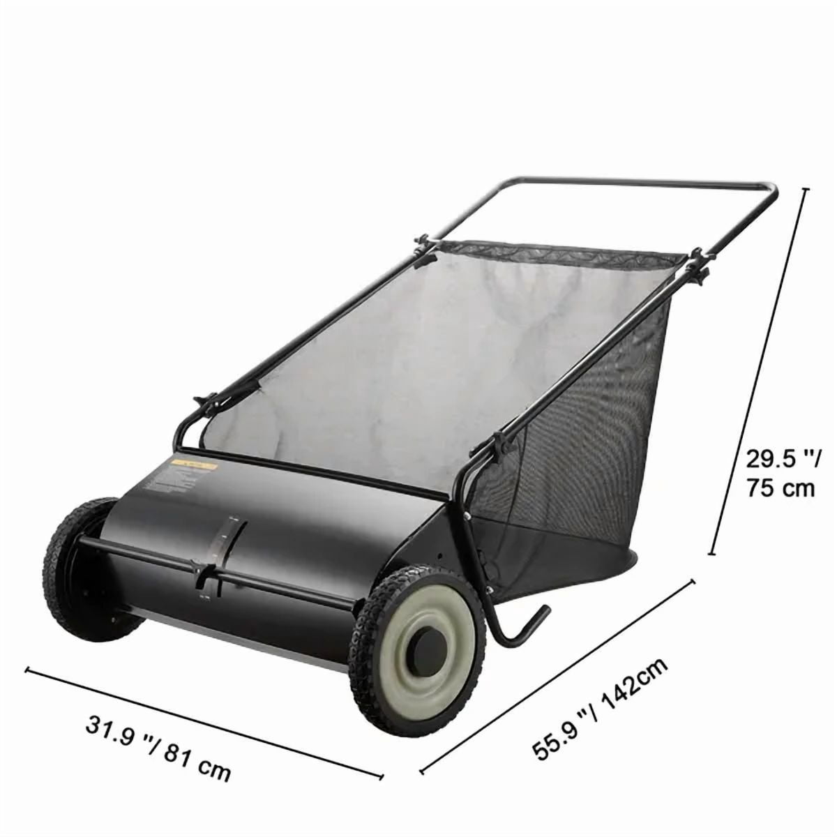 Unbranded 26" 7 Cu Ft Push Lawn Sweepers with 4 Brushes, Strong Rubber Wheels, Sturdy Steel Construction