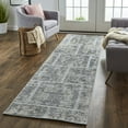 thumbnail image 4 of 8' Gray And Ivory Abstract Hand Woven Runner Rug, 4 of 6