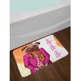 thumbnail image 2 of Pug Bath Mat, Fashion Icon Dog with Cool Clothes Scarf Necklace Jacket Handbag Tainted Background, Non-Slip Plush Mat Bathroom Kitchen Laundry Room Decor, 29.5 X 17.5 Inches, Hot Pink Amber, Ambesonne, 2 of 2