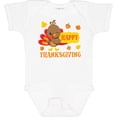 thumbnail image 3 of Inktastic Happy Thanksgiving with Cute Turkey and Leaves Boys or Girls Baby Bodysuit, 3 of 5