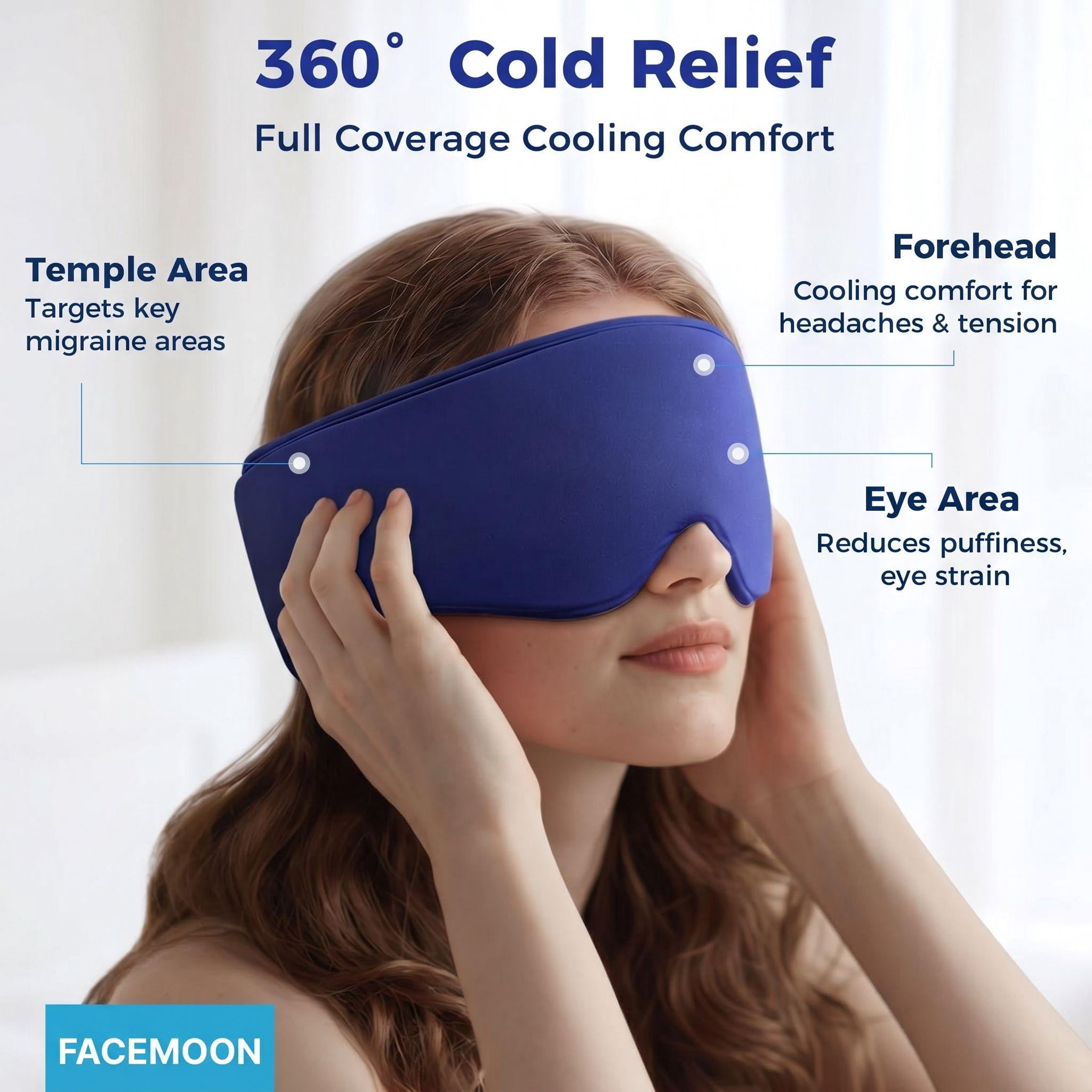 FACEMOON Reusable Cooling Gel Sleeping Eye Mask, Cold Compress for Puffy Eyes & Dark Circles, Flexible Ice Pack