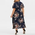 thumbnail image 4 of PENGXIANG Robe Décontractée à Manches Courtes et Col en V Imprimé Floral pour Femmes Grande Taille, 4 of 7