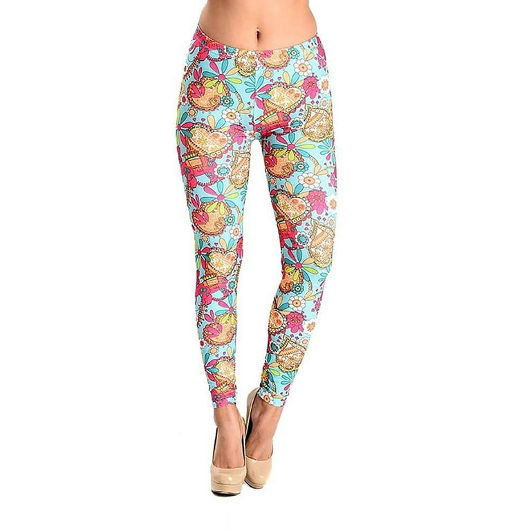 Floral Elephant Print Full Length High Waist Womens Leggings Bottoms Walmart
