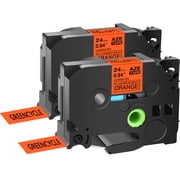 GREENCYCLE 2 Pack Compatible for Brother TZe-B51 TZ-B51 TZB51 TZeB51 TZe Tape 24mm 1'' Laminated Black on Fluorescent Orange Label Tapes Cassette use in Ptouch Labeler Label Maker