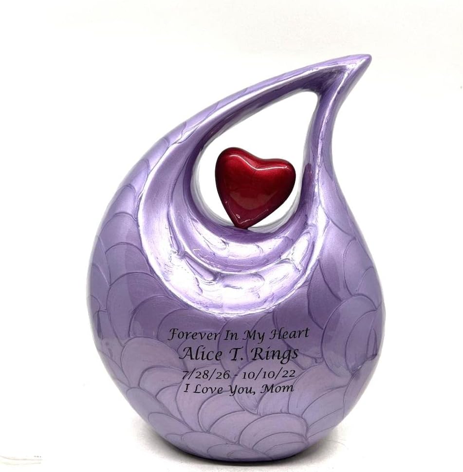 Keepsake Company Urn for Human Ashes, Multicolor, Aluminum Large Heart Shape