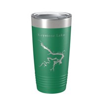 Keystone Lake Map Tumbler Travel Mug Insulated Laser Engraved Coffee Cup Oklahoma 20 oz Green