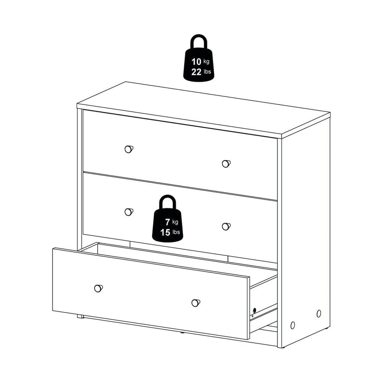 Studio 3 Drawer Dresser, Coffee