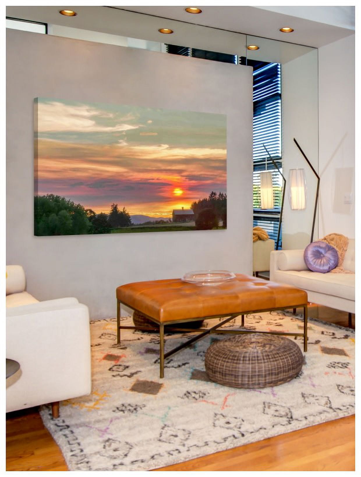 "Barn on the Ridge at Sunset" Painting Print on Wrapped Canvas