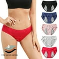 thumbnail image 4 of opolski Women Menstrual Panties Low Waist Anti-leak Soft Breathable Anti-septic Solid Color Elastic Moisture-wicking Lady Briefs Period Underpants, 4 of 7