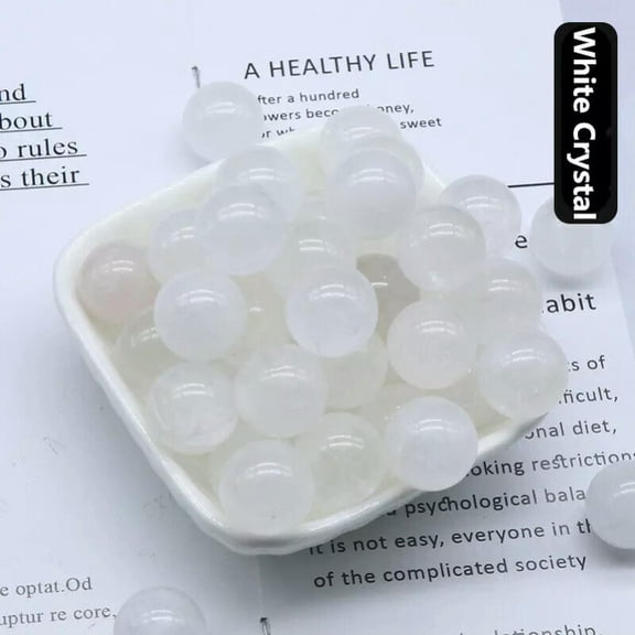 GKNET 20pcs Natural Stone White Crystal Round Ball Crystal Rock 16mm Reiki Chakra