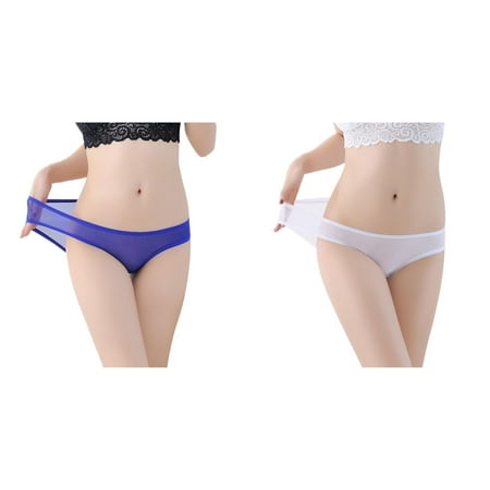 (2-Pack) Kcodviy Womens Low Waist Sheer Women S Panties Plus Size Mesh Briefs Cute Seamless Cotton Briefs Women Panties for Women