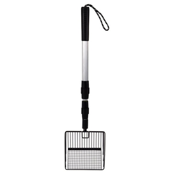 Chicken Poop Scoop Litter Sifter with 41.9 Inch Long Adjustable Handle Hollow-Out Metal Shovel for Poultry Coop Cleaning and Pet Waste Removal 1PC