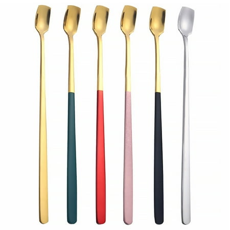 

6Pcs Stainless Steel Spoon Mixing Spoons Painting Coffee Scoop Stirring Spoons