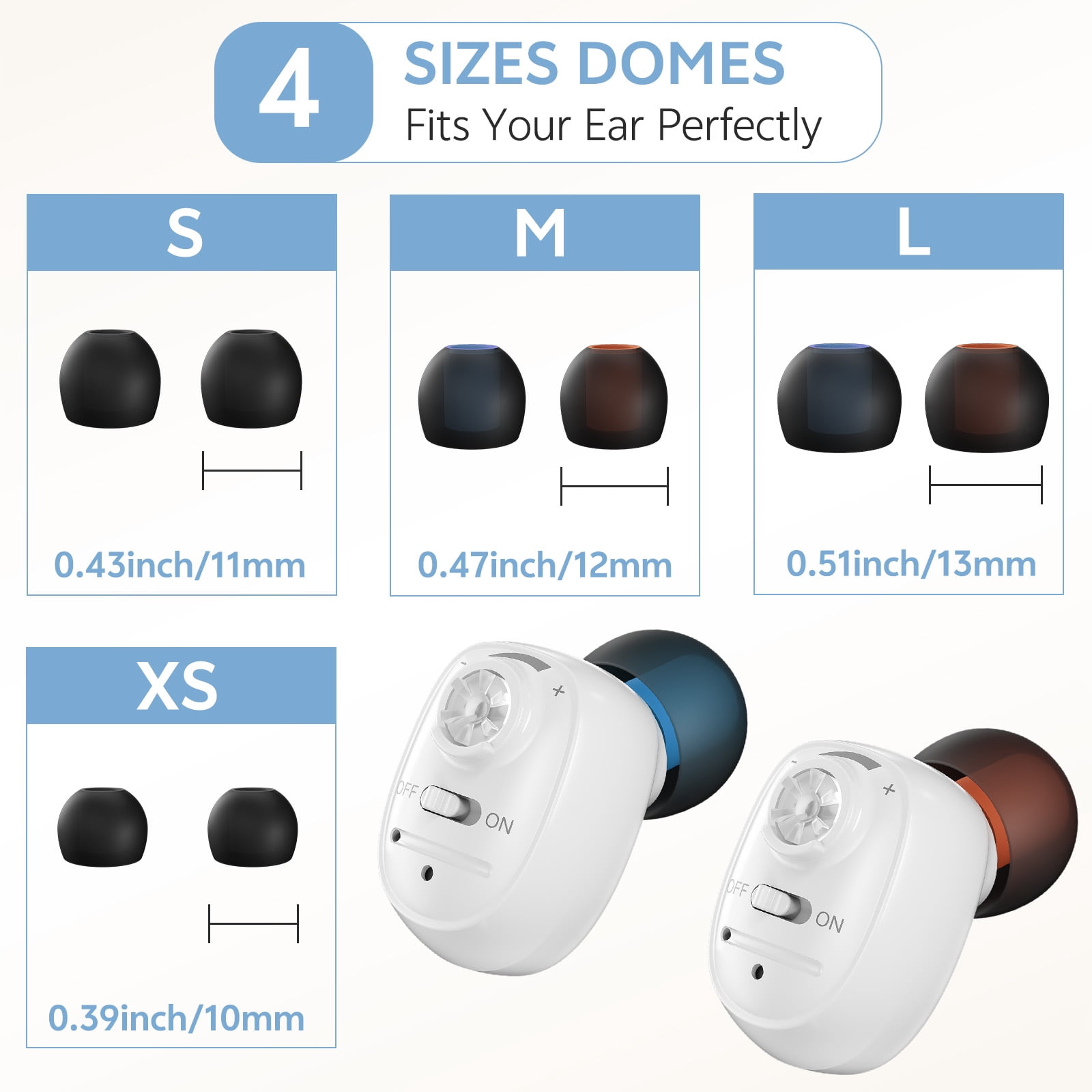 Delmicure Hearing Aids for Seniors Rechargeable with Noise Cancelling, Invisible, VHP-1607, Pair, White