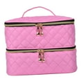 thumbnail image 2 of Bolsa de almacenamiento de esmalte de uñas de doble capa, bolsa de transporte de viaje, estuche organizador de esmalte de uñas con bolsillos múltiples Rosa, 2 of 8