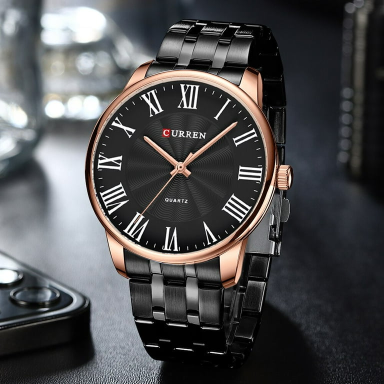 Curren New Simple Style Stainless Steel Wristwatches For Men Luxury Brand Business Quartz Watch With Roman Numbers Quartz Wristwatches