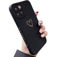 thumbnail image 2 of for iPhone 14 Case 6.1"(Not fit 14 Pro 6.1"),Side&Back Cute Plated Love-Heart with Anti-Fall Lens Camera Cover Protection Soft Shockproof Anti-Fingerprint Phone Case for Women Girl Men,Black, 2 of 13