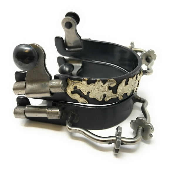 AJ Tack Ladies Antique Brown Flower Engraved Bumper Spurs with Rowels