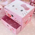 thumbnail image 1 of Caja de almacenamiento Kawaii Kuromi My Melody Cinnamoroll, cajón plegable de doble capa, de dibujos animados, para escritorio, regalo de joyería, 1 of 4