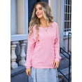 thumbnail image 6 of Women'S Off Shoulder Sweaters Long Sleeve Drop Shoulder Waffle Knit Pullover Sweater Tops with Pockets Pink L, 6 of 8