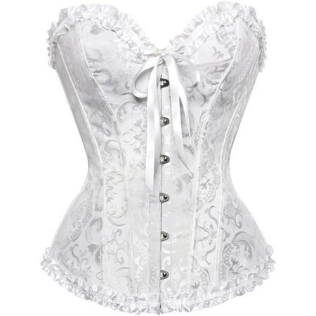 Corset Shapewear  Lace off Shoulder Bustier Boned Overbust Bodyshaper Lingerie Top  White XS-XXL