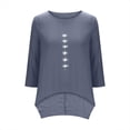 thumbnail image 7 of YuXingFu Cotton Tops for Women Crew Neck A-Line Split Hem 3/4 Sleeve for Casual Plus Size Blouses Dressy Navy M, 7 of 7