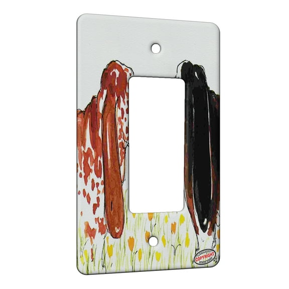 KuzmarK™ 1 Gang Rocker Wall Plate - Basset Hound Greetings Dog Art by Denise Every