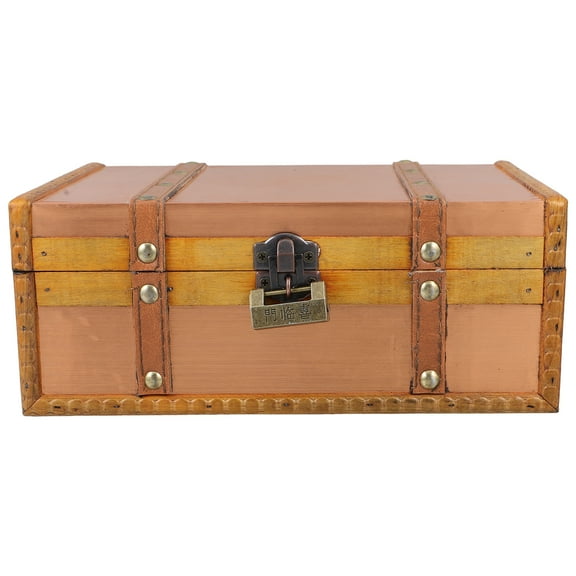 FRCOLOR  Retro Wooden Storage Box Bins with Lids Boxes Clear Fund Pot