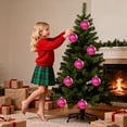 thumbnail image 4 of Glitter Christmas Ball Ornament, 4.7 In Shatterproof Plastic Hanging Holiday Decoration, Hot Pink, 4 of 7