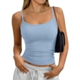 thumbnail image 2 of Camisole Womens Spaghetti Strap Tank Tops Crop Going Out Adjustable Cute Tops Summer Clothes Light Blue XS, 2 of 5