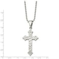 thumbnail image 4 of Chisel  Stainless Steel Polished and Satin Hammered Cubic Zirconia Cross Necklace, 4 of 4