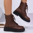 thumbnail image 6 of Wensltd Women Hiking Boots Lace Up Chunky Low Heel Winter Classic Wide Width Short Boots Brown, 6 of 9