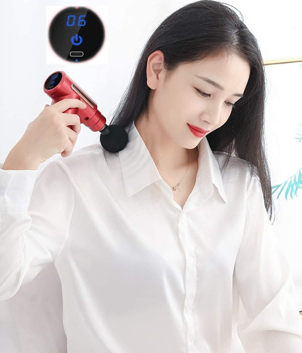 Muscle Massage Gun, Massage Gun Mini Portable Electric Deep Tissue Percussion Massager for Pain Relief, 6 Speed Quiet Body Fascia Gun Handheld Muscle Massager for Athletes with 4 Massage Head