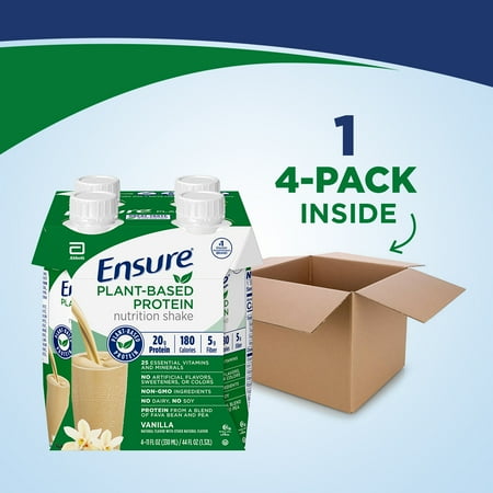 Ensure Plant-Based Protein Shake, Vanilla, 11 Fl Oz, 4 Pack