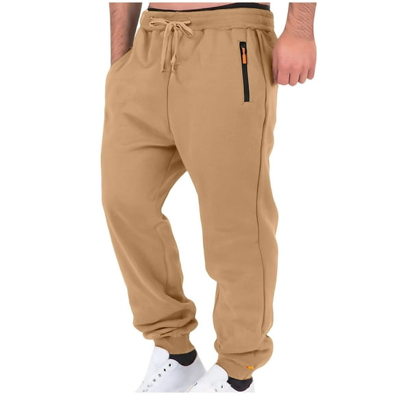 Gamivast Cargo Pants for Men with Zipper Pockets Lightweight Straight Leg Hiking Sweatpants Outdoor Elastic High Waisted Athletic Joggers Drawstring Trendy Cuffed Sweatpants
